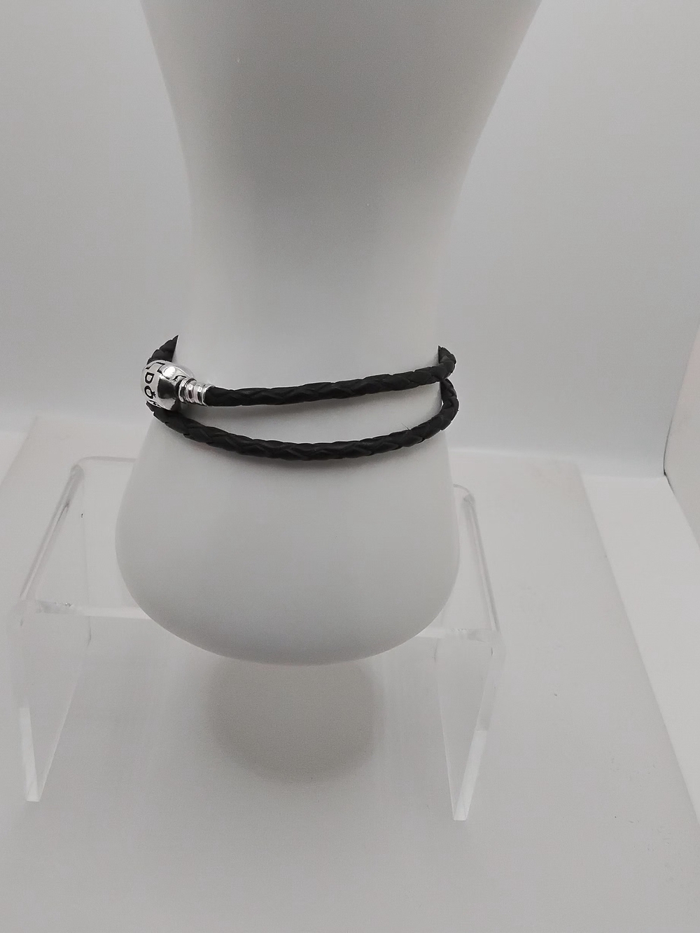 Authentic Pandora Black Leather Double-Wrap Bracelet - EUC - Picture 7 of 10